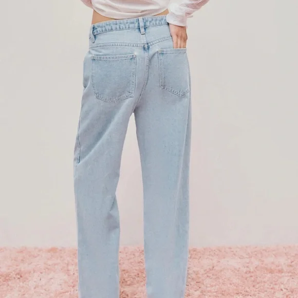 Cider Light Blue Floral Cutout Wide Leg Jeans - Picture 5 of 8